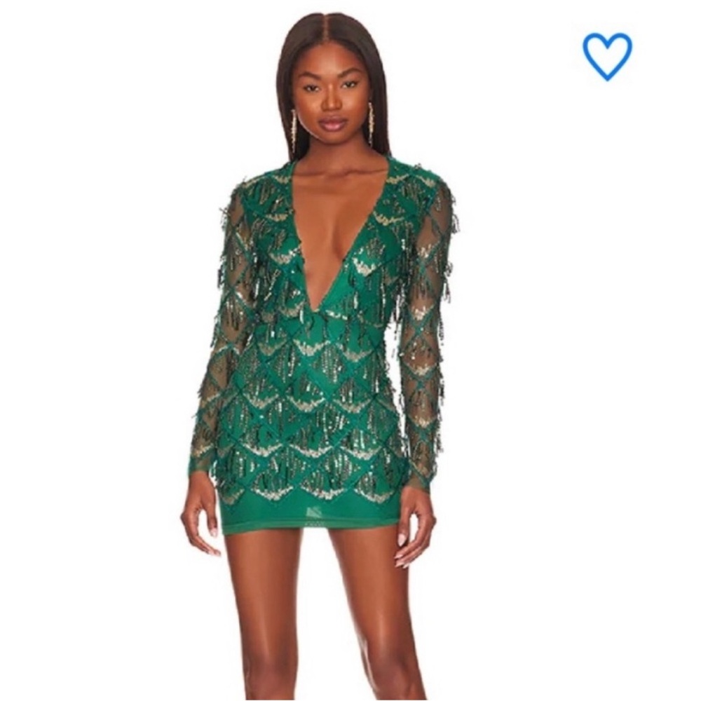 Nia Sequin Fringe dress Superdown